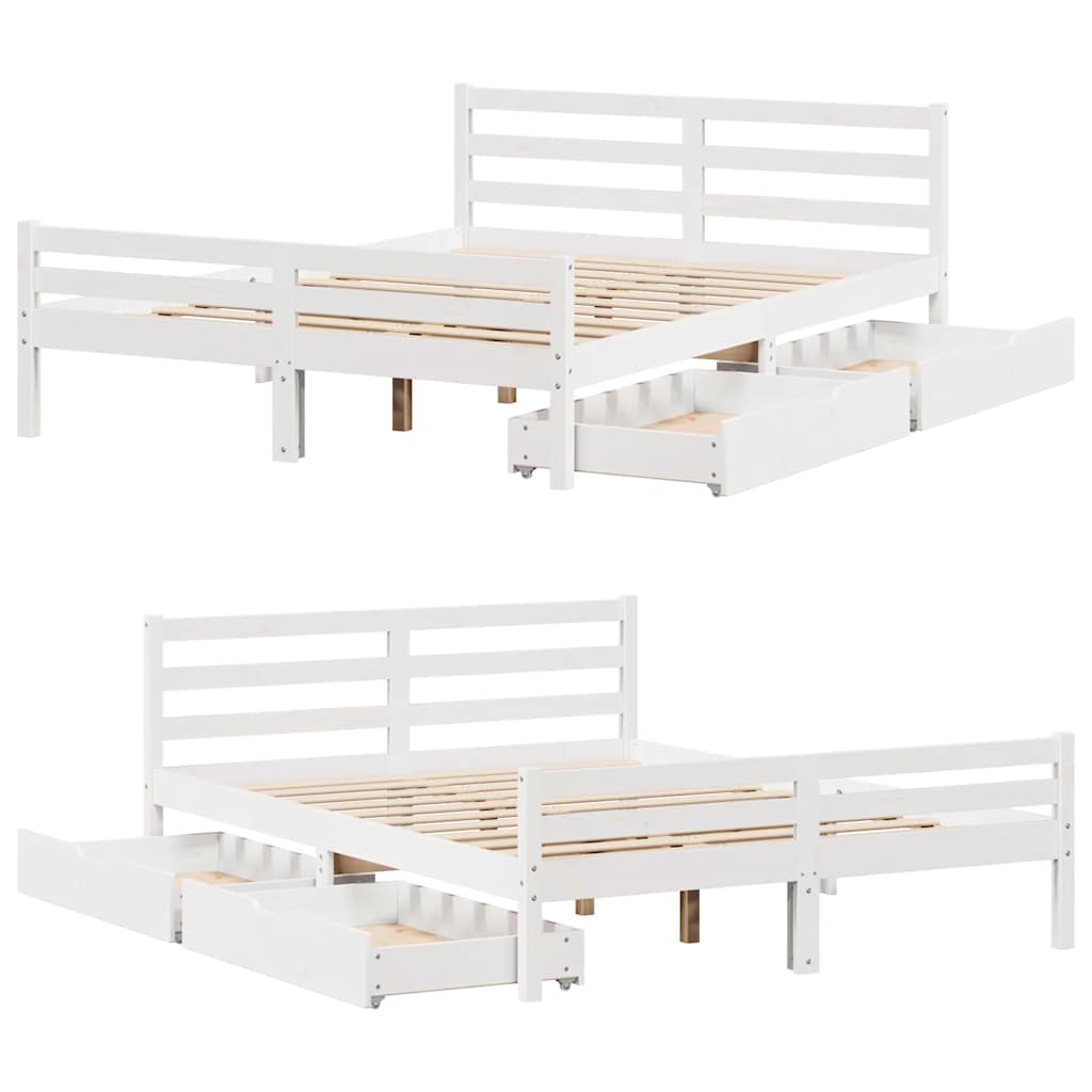 Sengeramme uten madrass hvit 135x190 cm heltre furu