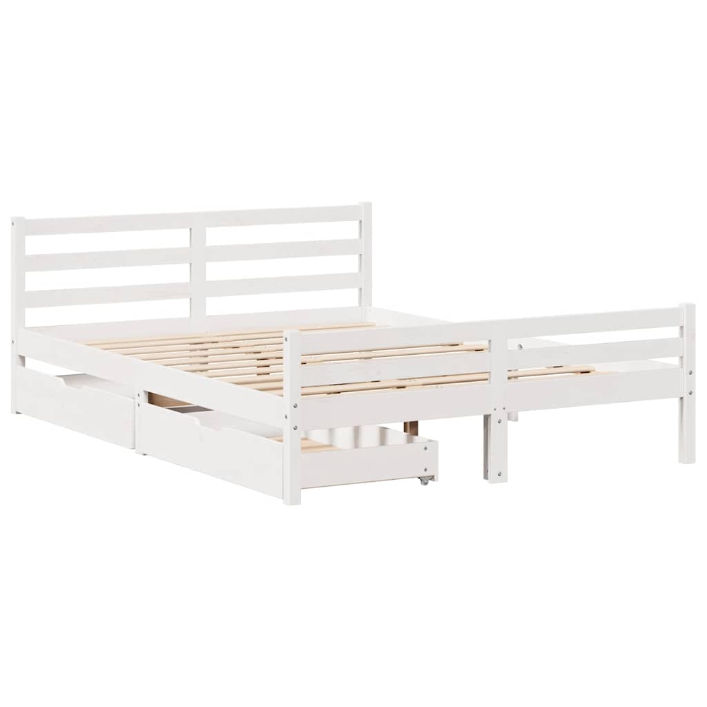 Sengeramme uten madrass hvit 140x200 cm heltre furu