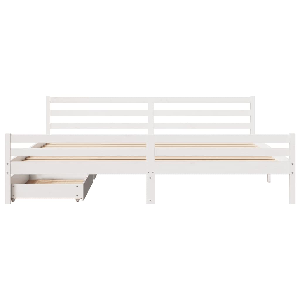 Sengeramme med madrass hvit 200x200 cm heltre furu