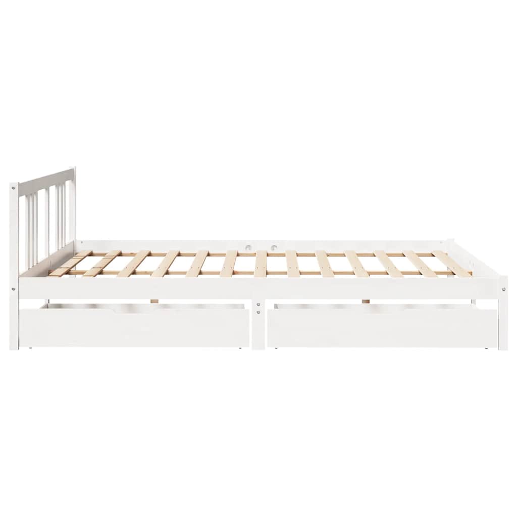 Sengeramme med madrass hvit 200x200 cm heltre furu
