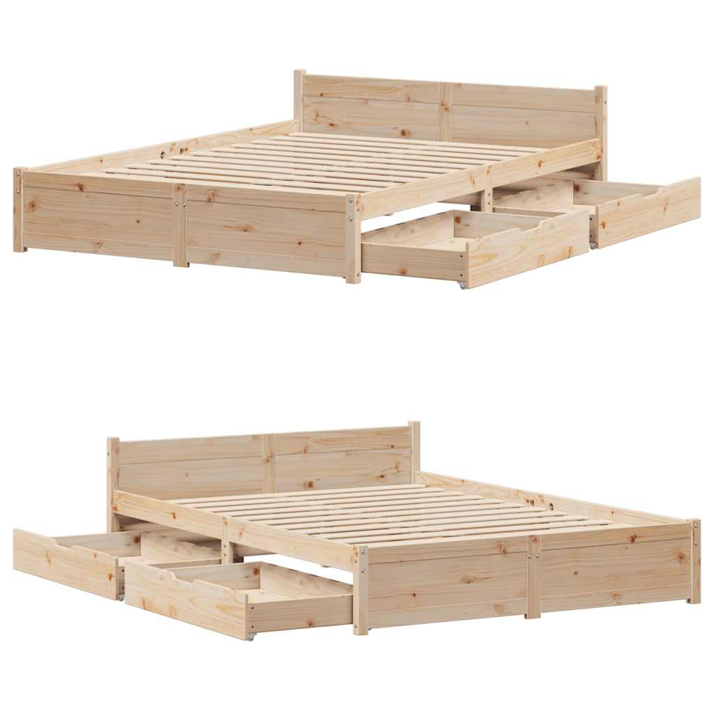 Sengeramme uten madrass hvit 135x190 cm heltre furu