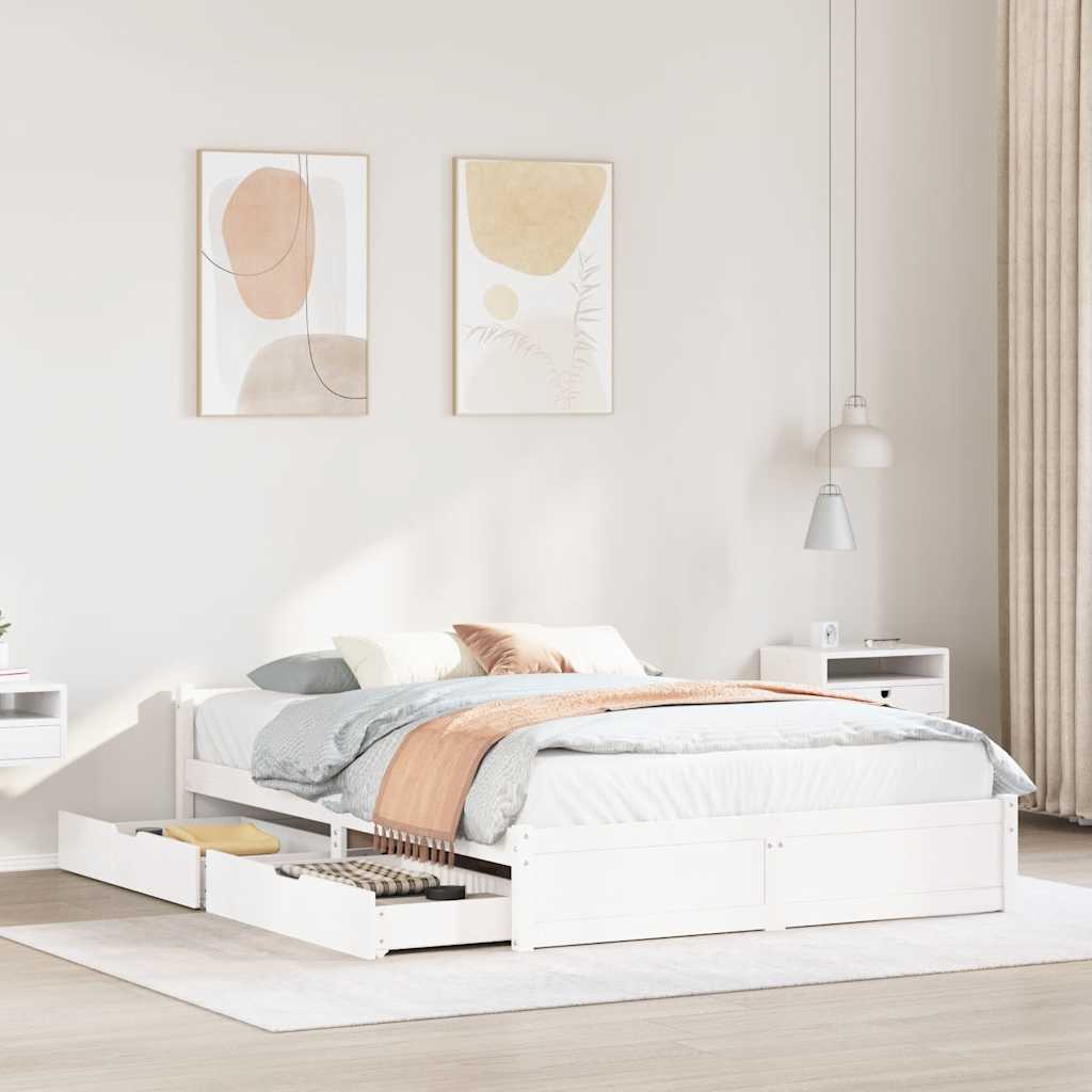 Sengeramme uten madrass hvit 150x200 cm heltre furu