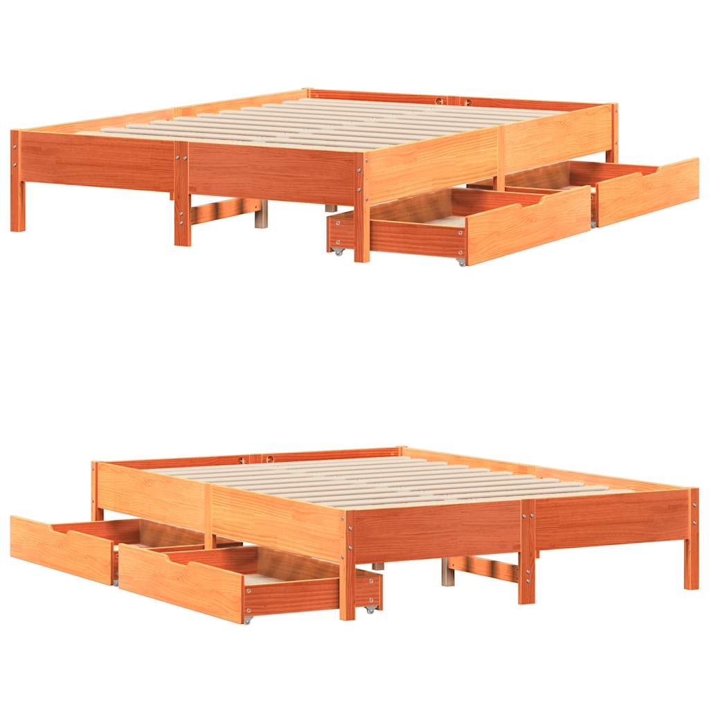 Sengeramme uten madrass voksbrun 160x200 cm heltre furu