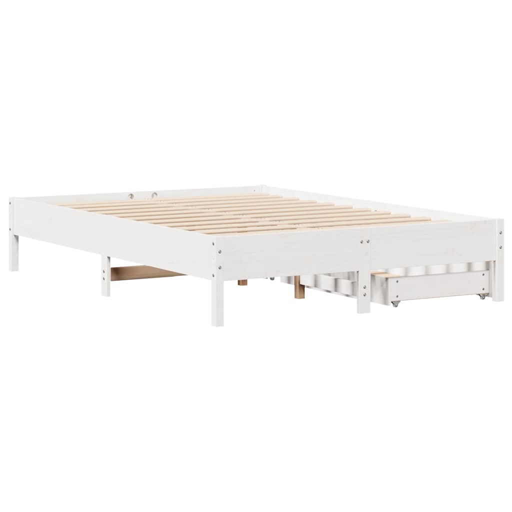 Sengeramme uten madrass hvit 150x200 cm heltre furu
