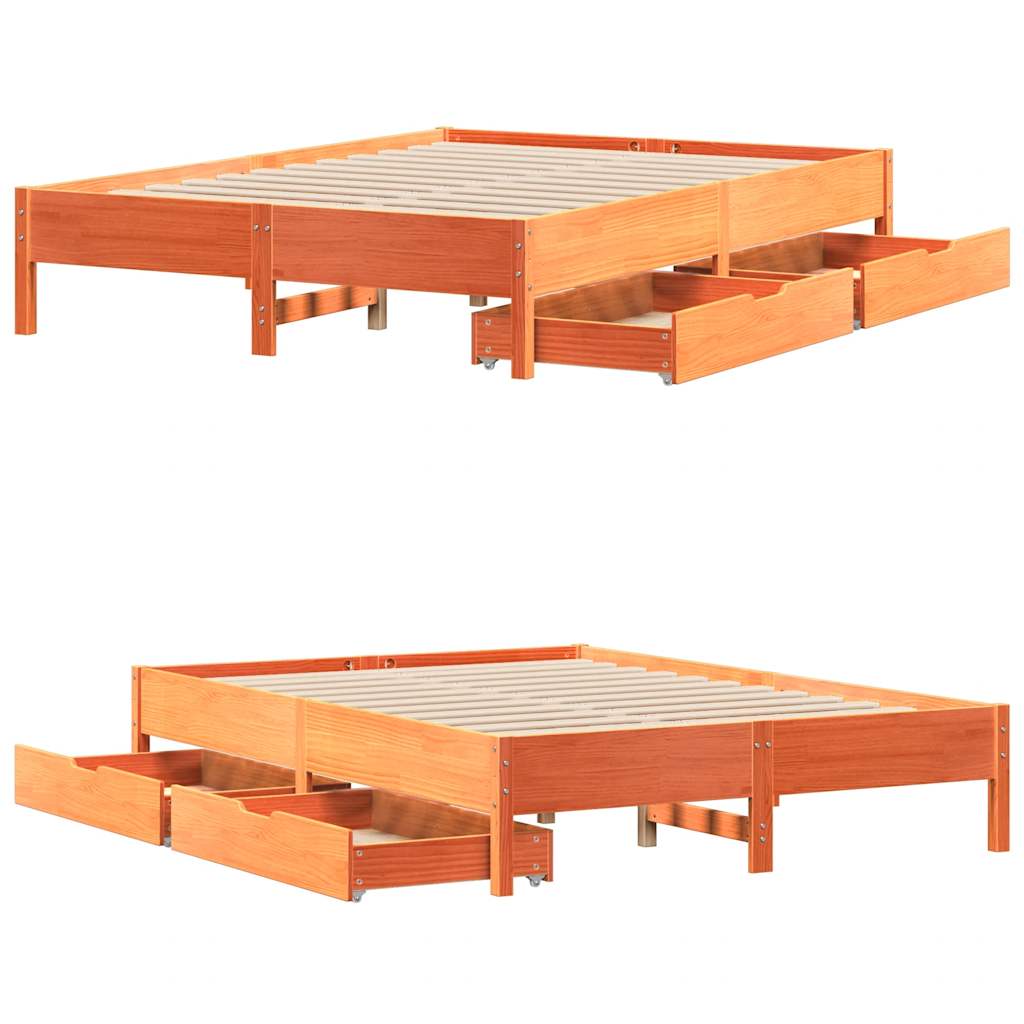 Sengeramme uten madrass voksbrun 120x200 cm heltre furu