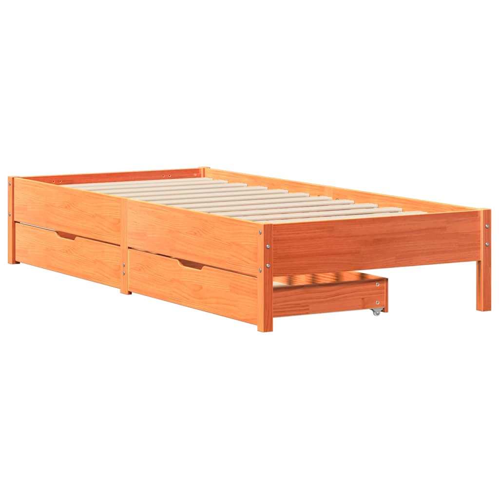 Sengeramme uten madrass voksbrun 90x200 cm heltre furu