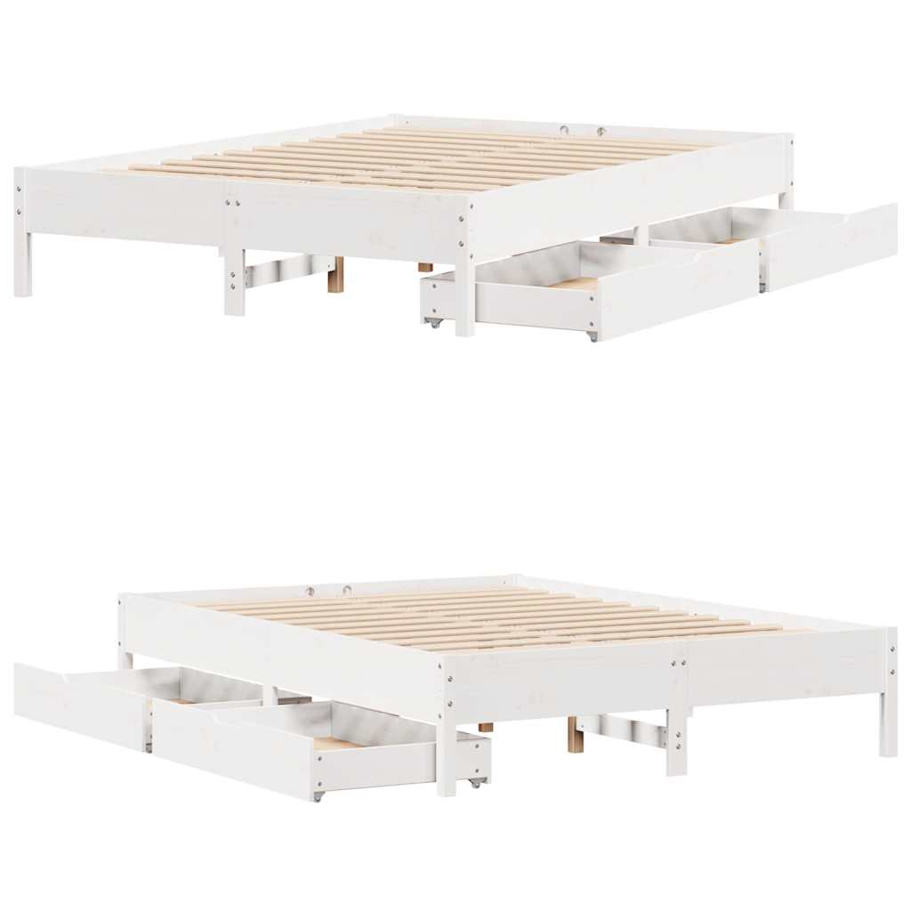 Sengeramme uten madrass hvit 140x190 cm heltre furu