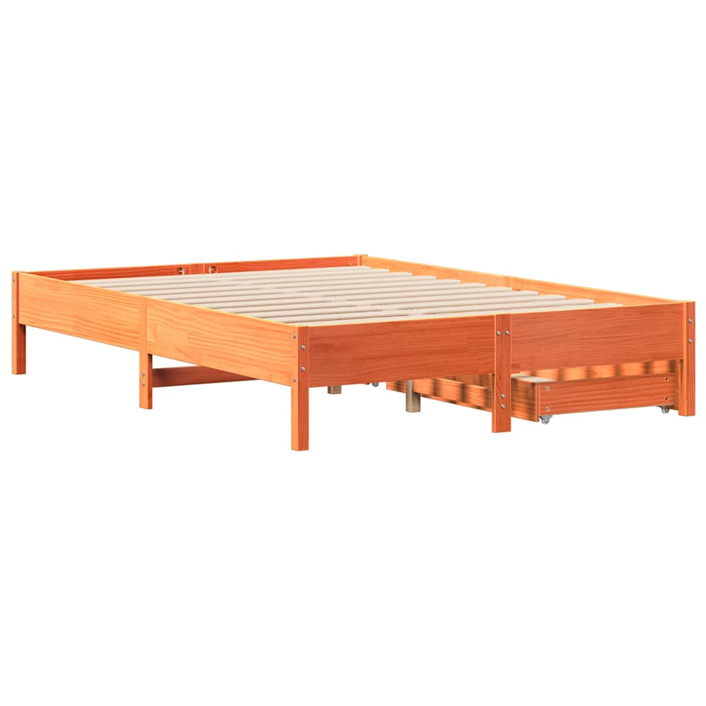 Sengeramme uten madrass voksbrun 140x190 cm heltre furu