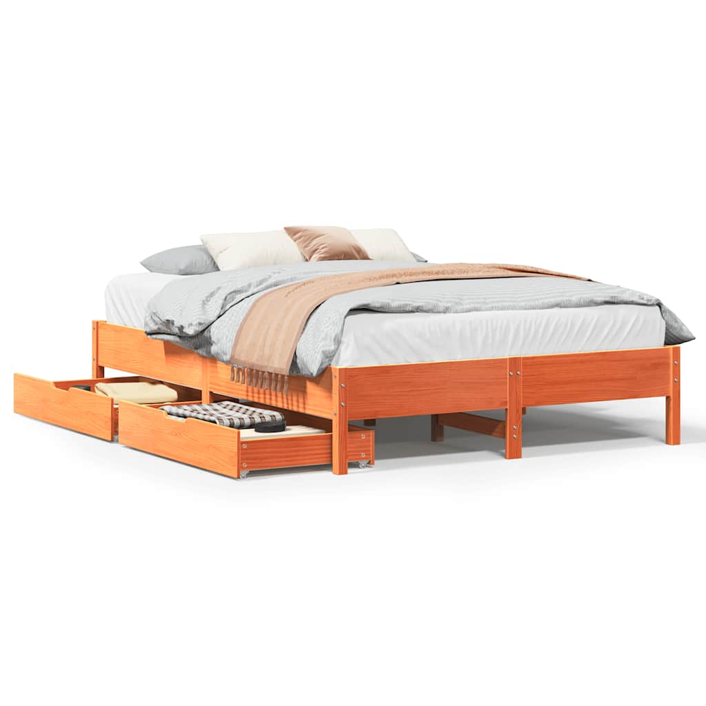 Sengeramme uten madrass brun 135x190 cm heltre furu