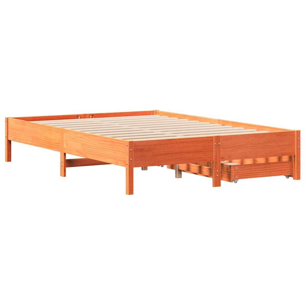 Sengeramme uten madrass brun 135x190 cm heltre furu