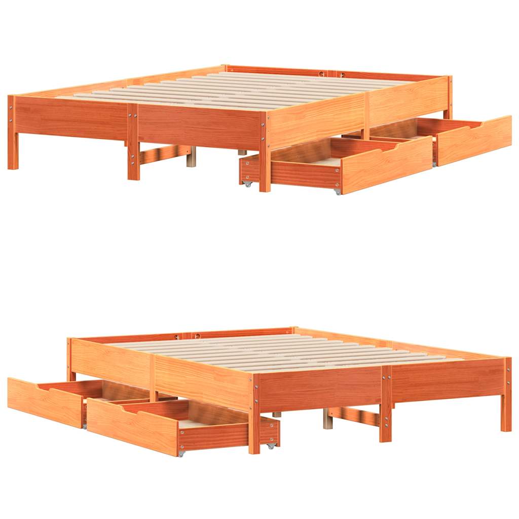 Sengeramme uten madrass voksbrun 120x190 cm heltre furu