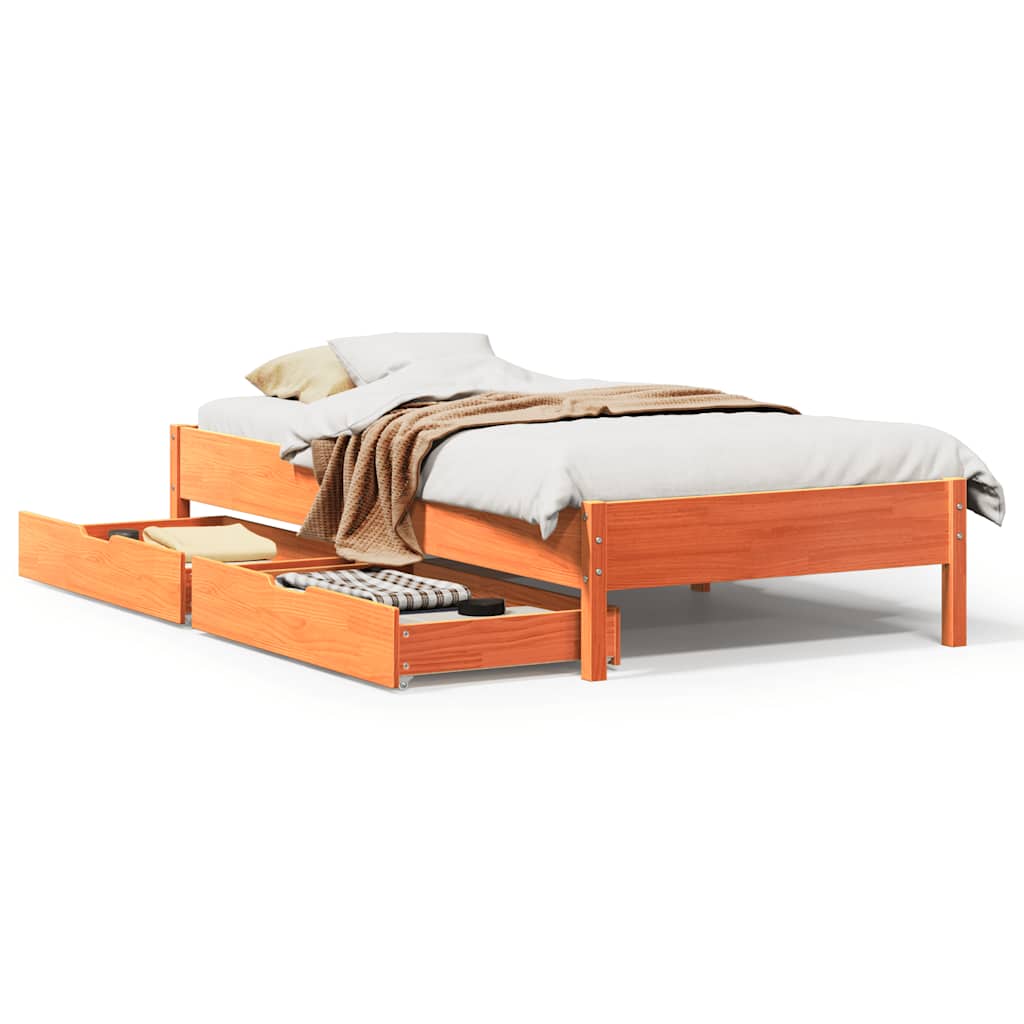 Sengeramme uten madrass voksbrun 90x190 cm heltre furu