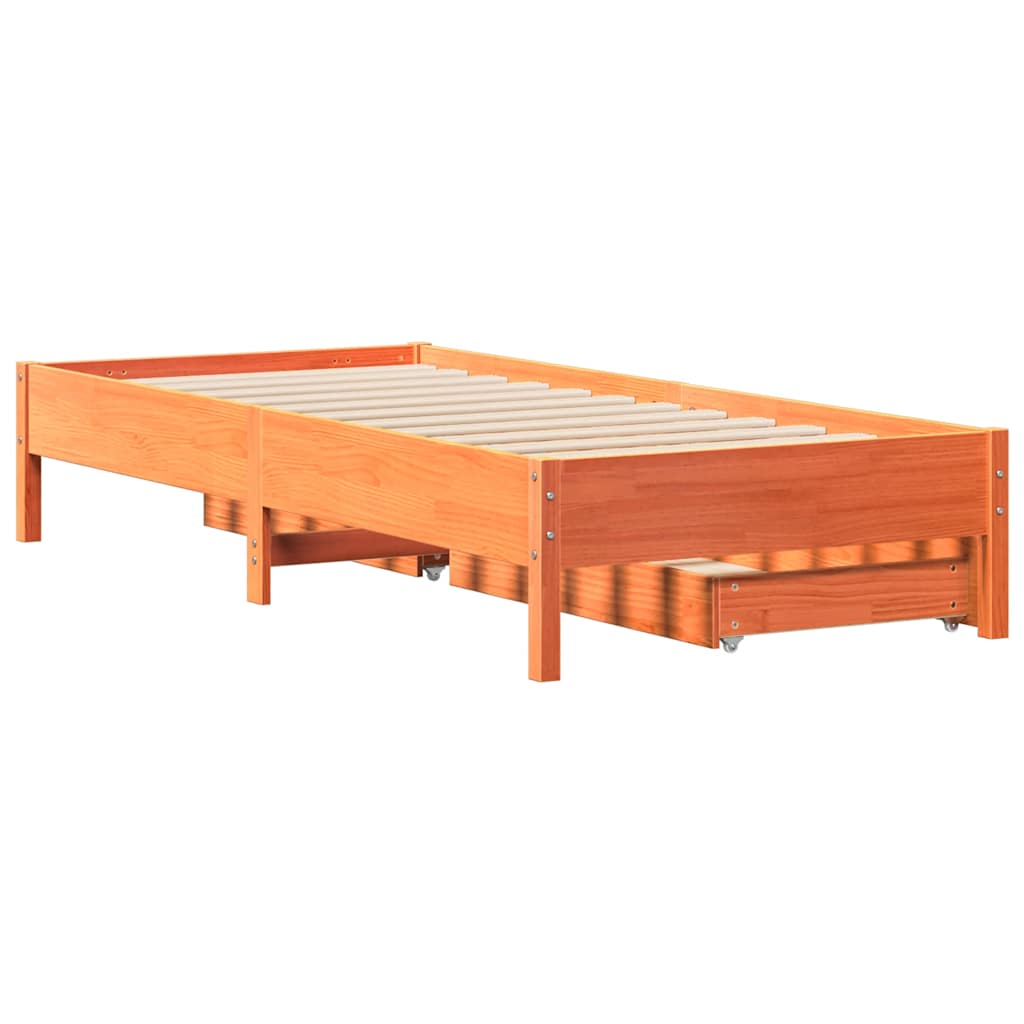 Sengeramme uten madrass voksbrun 90x190 cm heltre furu