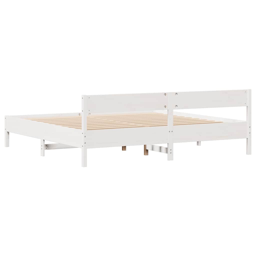 Sengeramme med madrass hvit 200x200 cm heltre furu