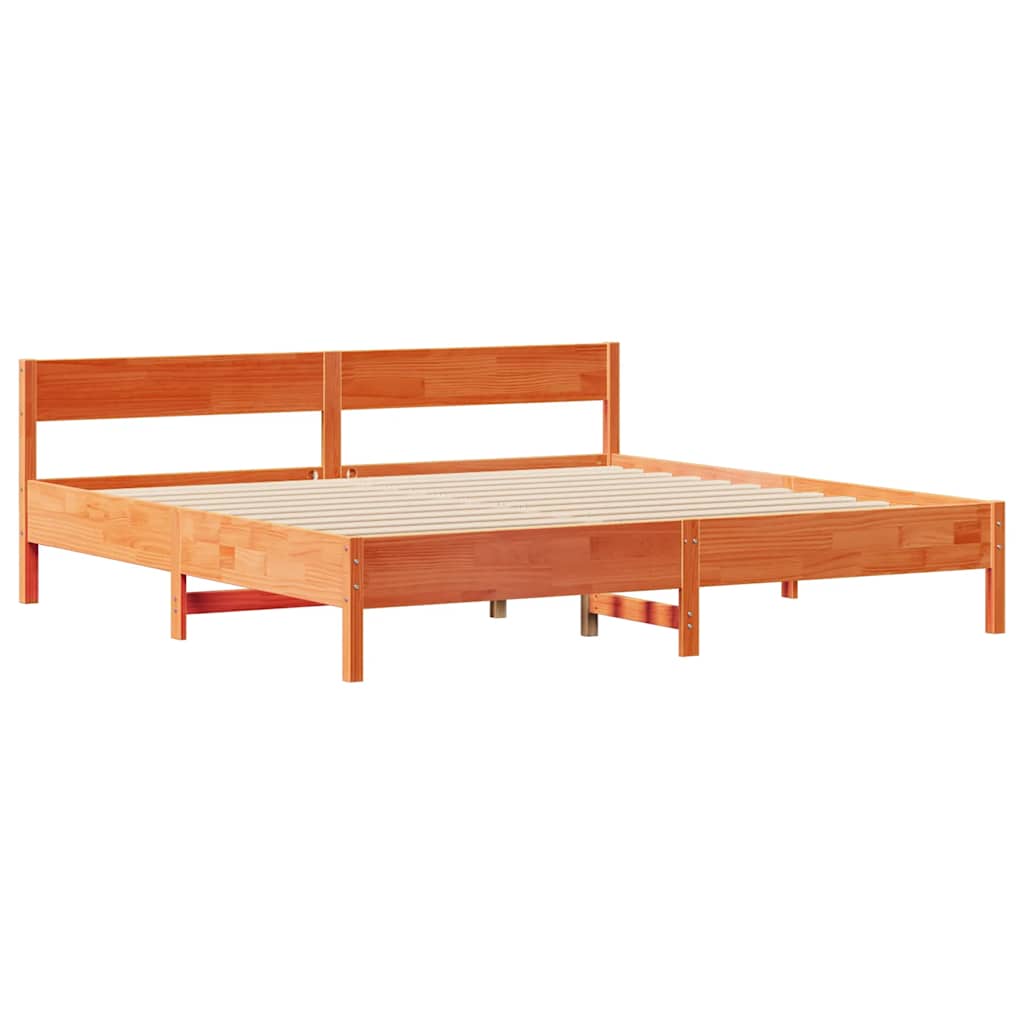 Sengeramme uten madrass voksbrun 200x200 cm heltre furu