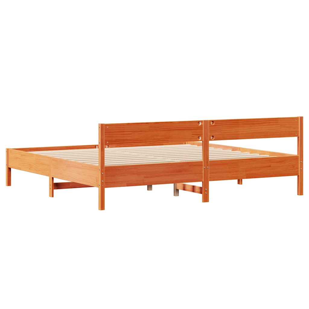 Sengeramme uten madrass voksbrun 200x200 cm heltre furu