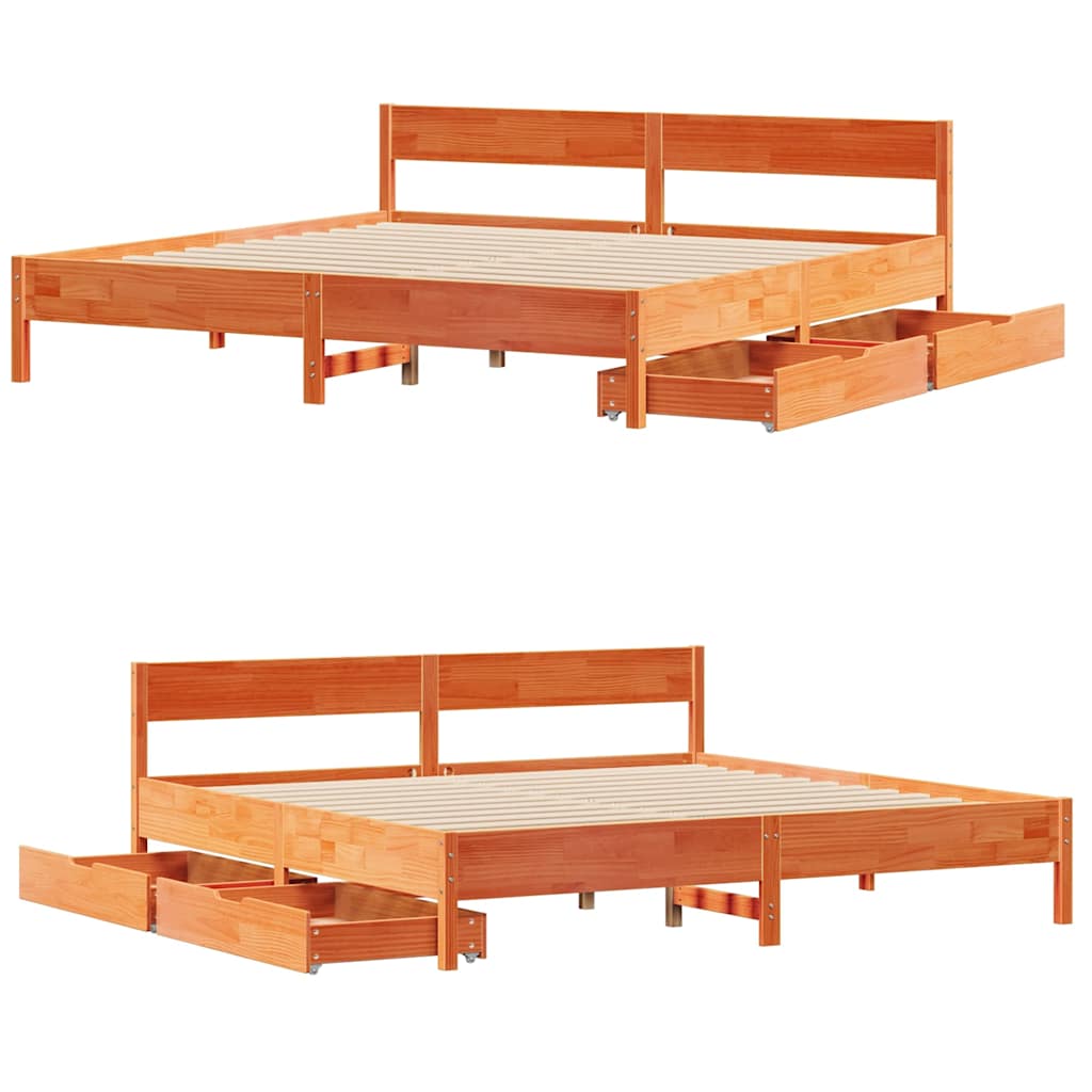 Sengeramme uten madrass voksbrun 180x200 cm heltre furu