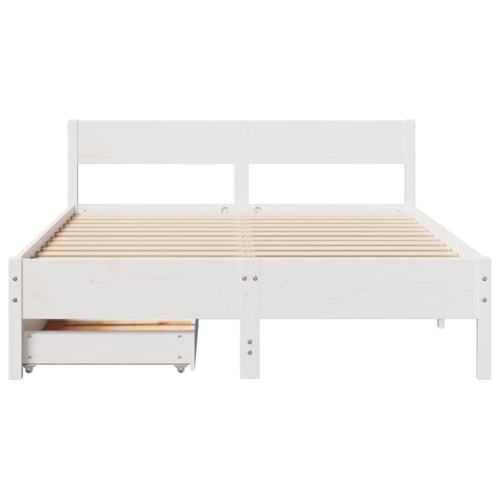 Sengeramme uten madrass hvit 150x200 cm heltre furu