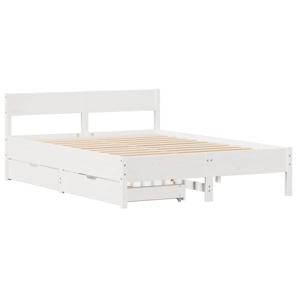 Sengeramme uten madrass hvit 135x190 cm heltre furu
