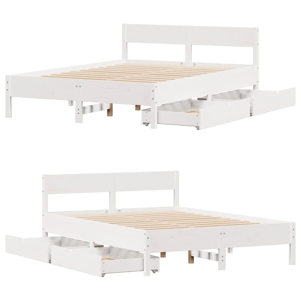 Sengeramme uten madrass hvit 135x190 cm heltre furu