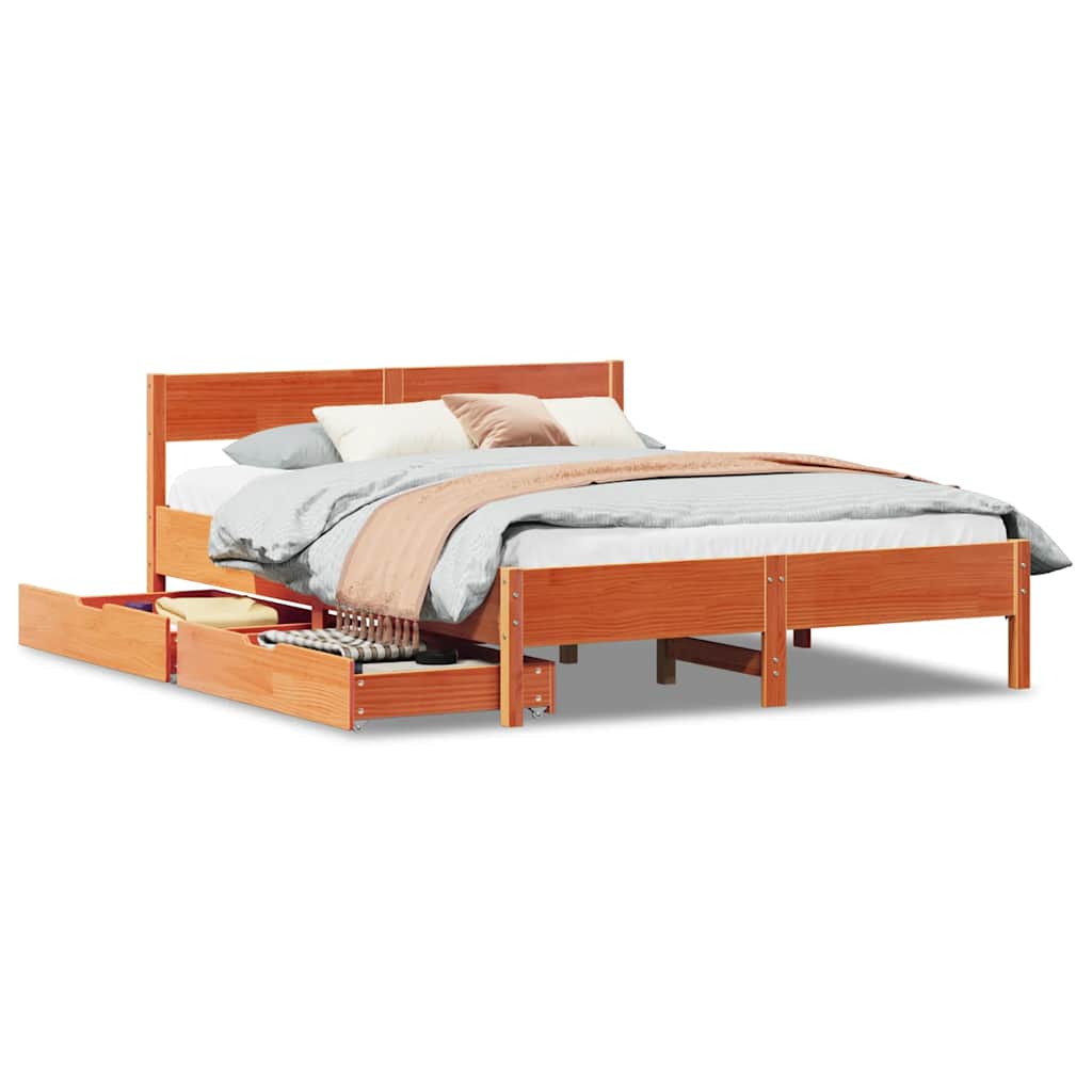Sengeramme uten madrass brun 135x190 cm heltre furu