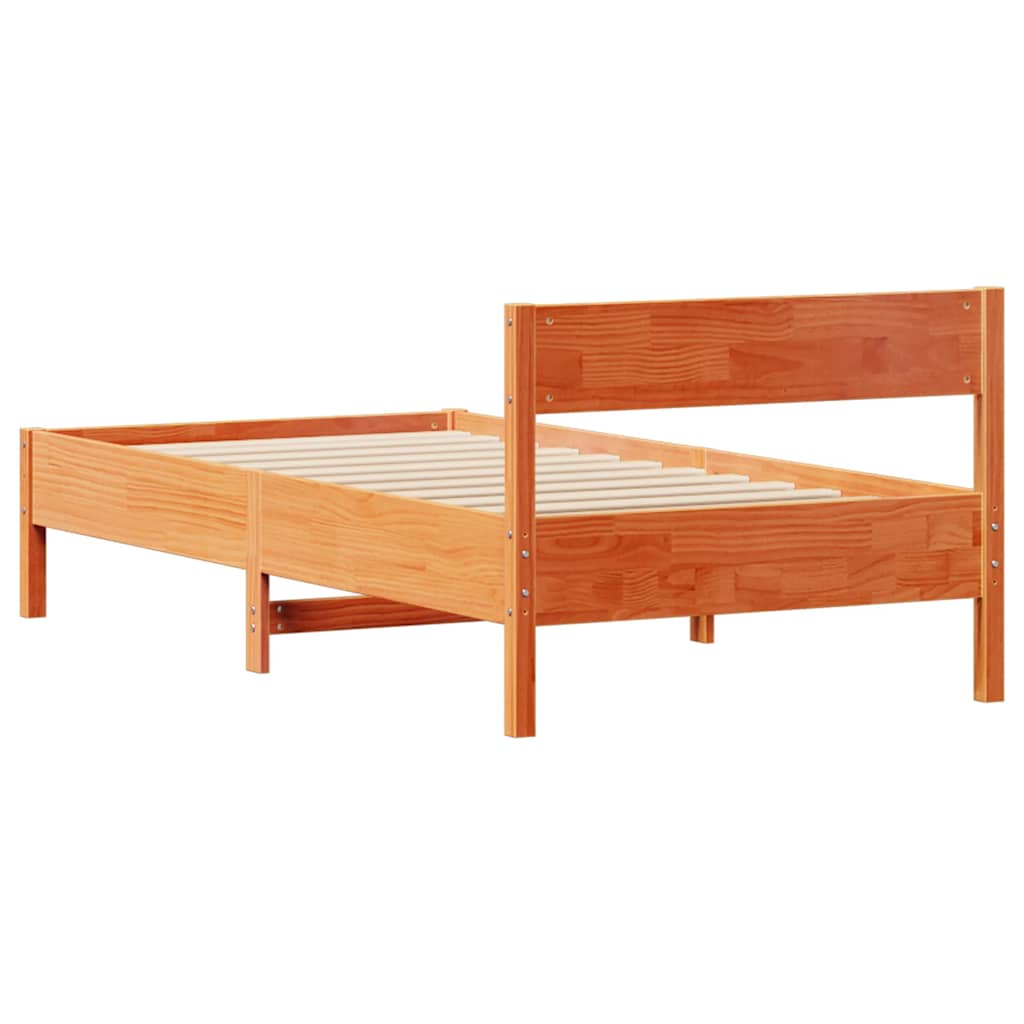 Sengeramme uten madrass voksbrun 90x190 cm heltre furu