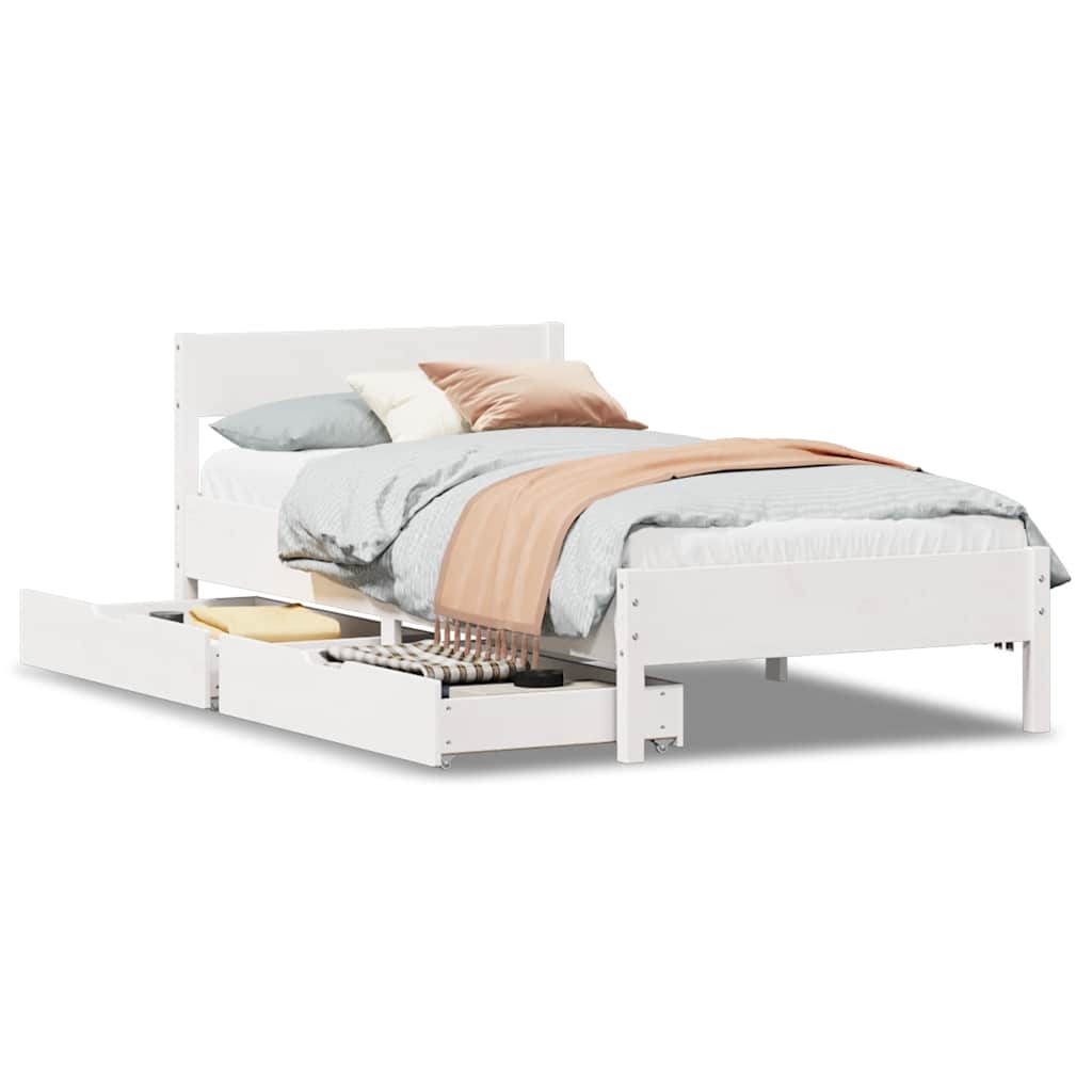 Sengeramme uten madrass hvit 75x190 cm heltre furu