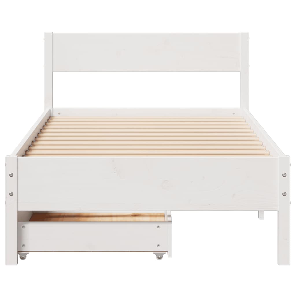 Sengeramme uten madrass hvit 75x190 cm heltre furu