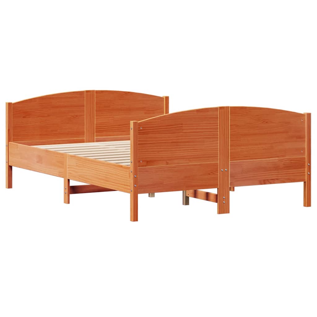 Sengeramme uten madrass voksbrun 140x190 cm heltre furu
