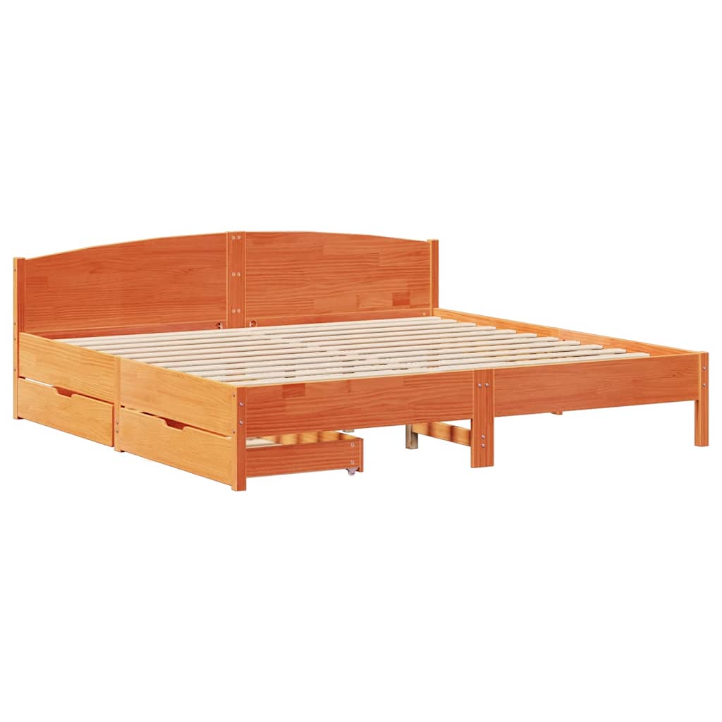 Sengeramme uten madrass voksbrun 180x200 cm heltre furu