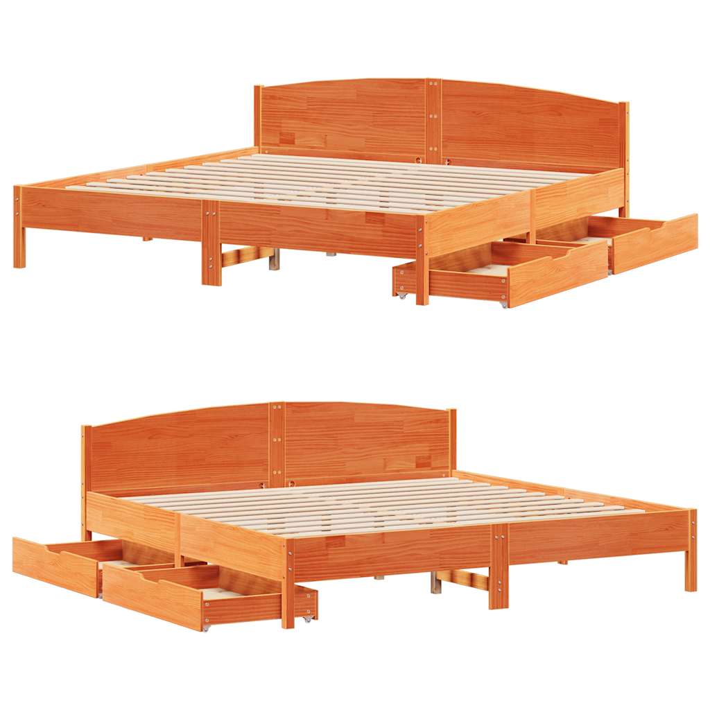 Sengeramme uten madrass voksbrun 180x200 cm heltre furu