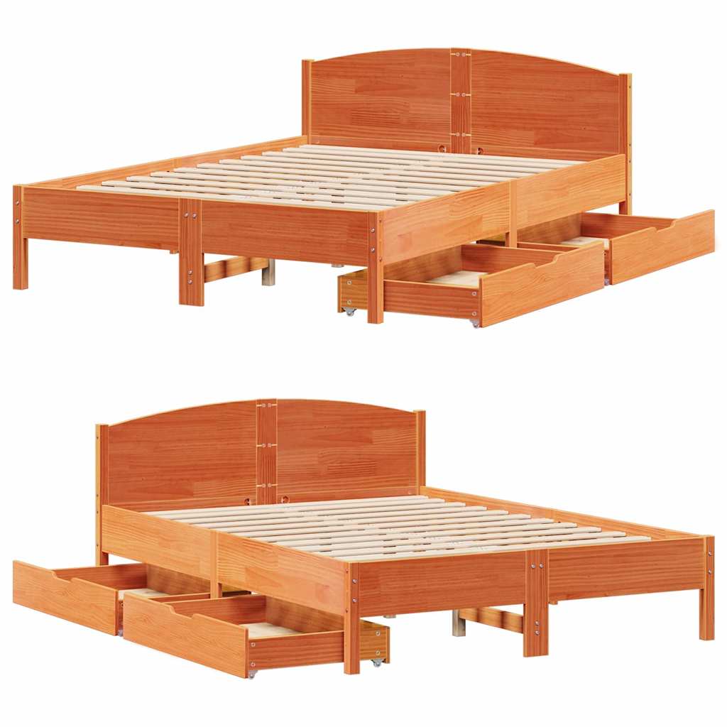 Sengeramme uten madrass brun 150x200 cm heltre furu