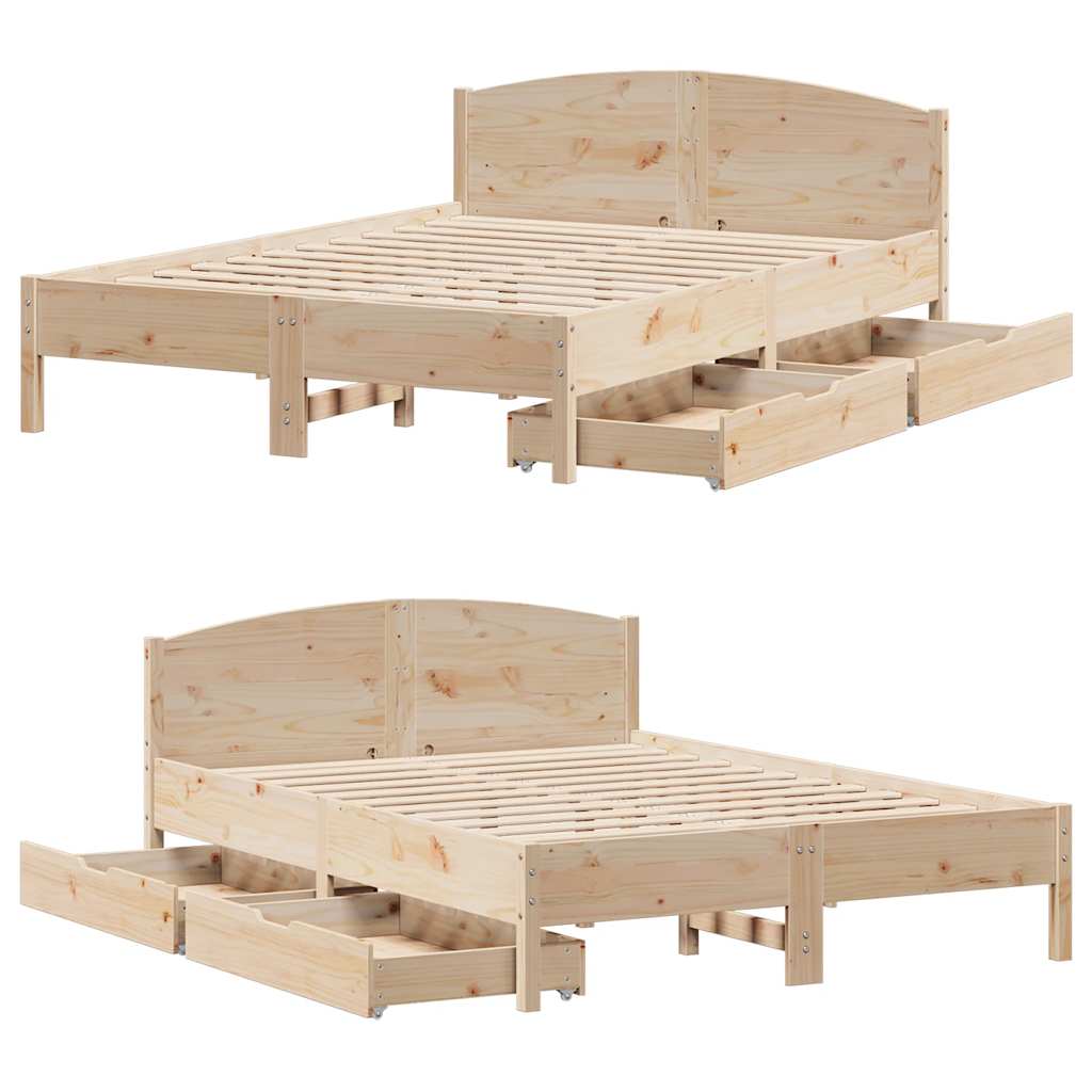 Sengeramme uten madrass hvit 135x190 cm heltre furu