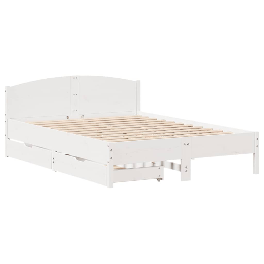 Sengeramme uten madrass hvit 135x190 cm heltre furu