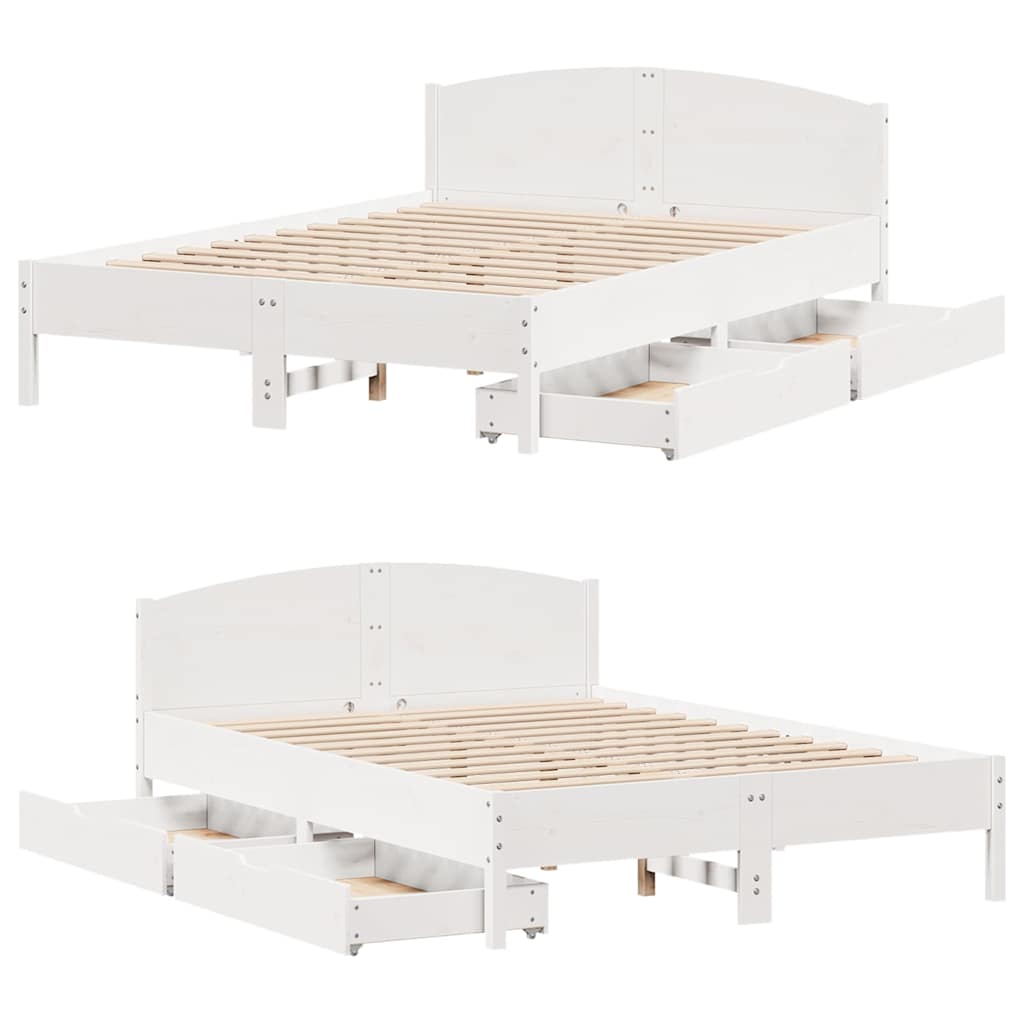 Sengeramme uten madrass hvit 120x190 cm heltre furu