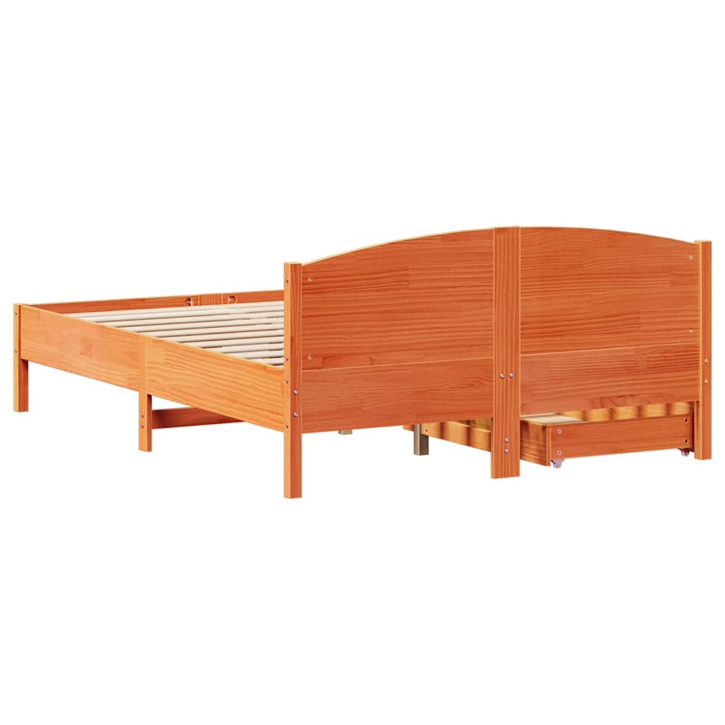 Sengeramme uten madrass voksbrun 120x190 cm heltre furu