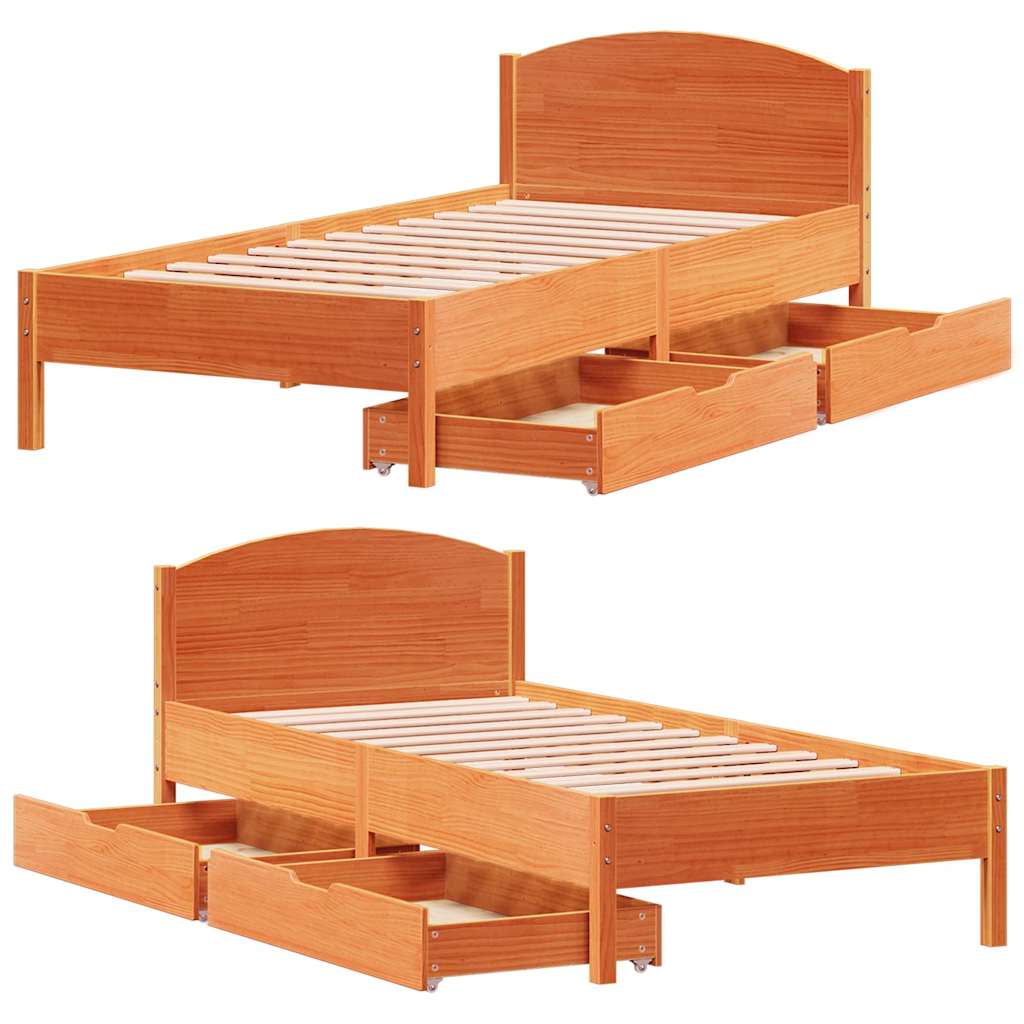 Sengeramme uten madrass voksbrun 90x190 cm heltre furu