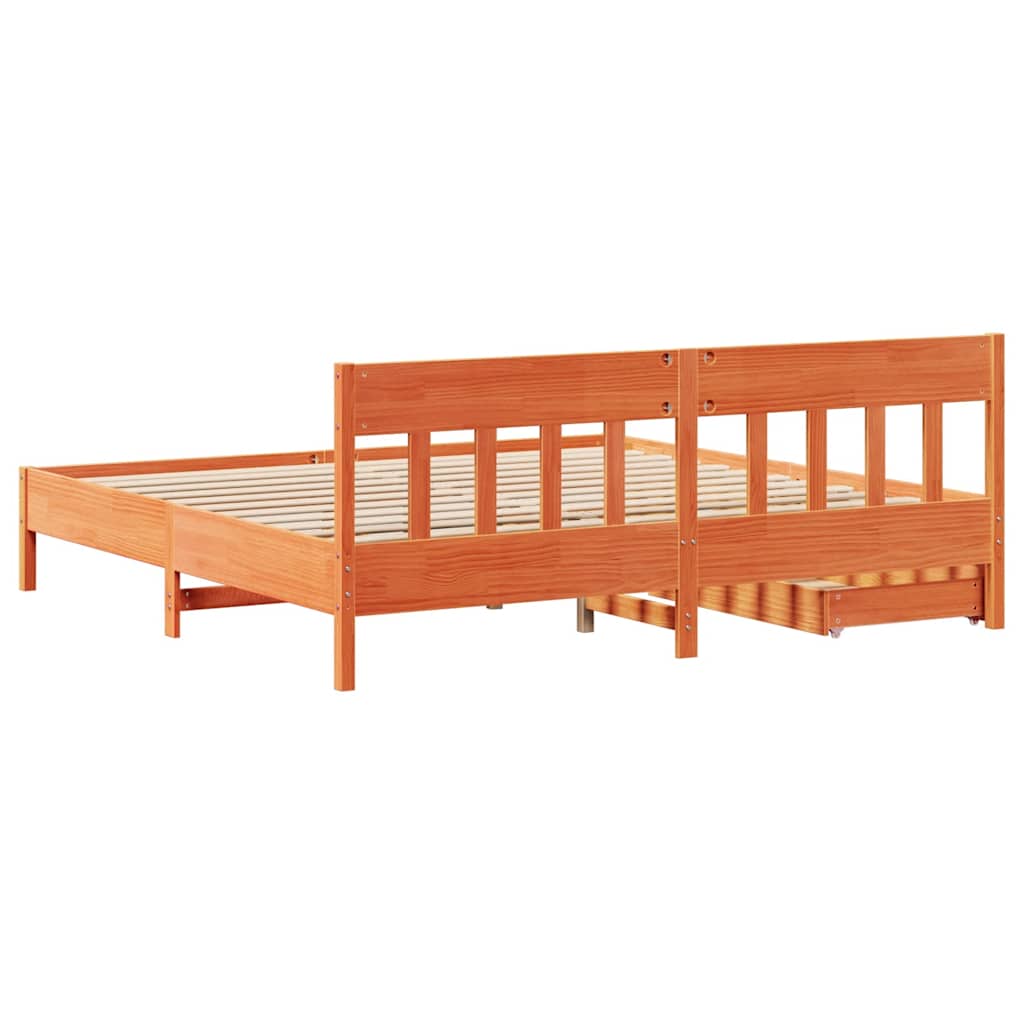 Sengeramme uten madrass voksbrun 200x200 cm heltre furu