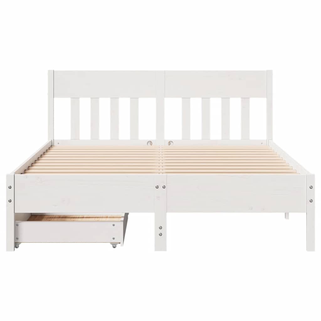 Sengeramme uten madrass hvit 140x190 cm heltre furu
