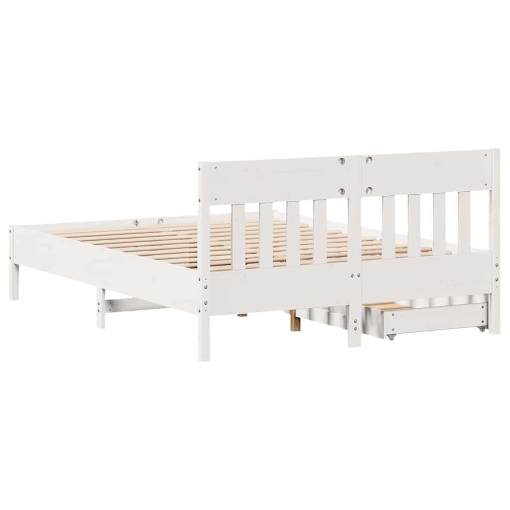 Sengeramme uten madrass hvit 135x190 cm heltre furu