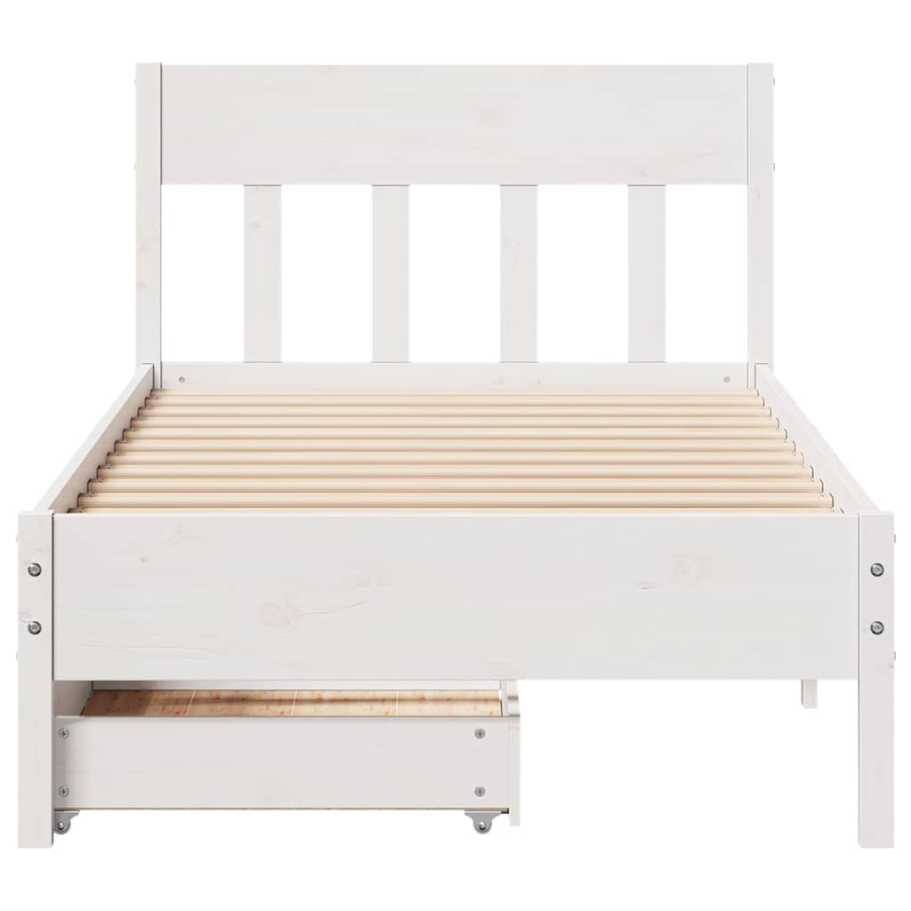 Sengeramme uten madrass hvit 75x190 cm heltre furu