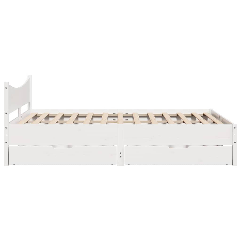 Sengeramme med skuffer hvit 135x190 cm heltre furu