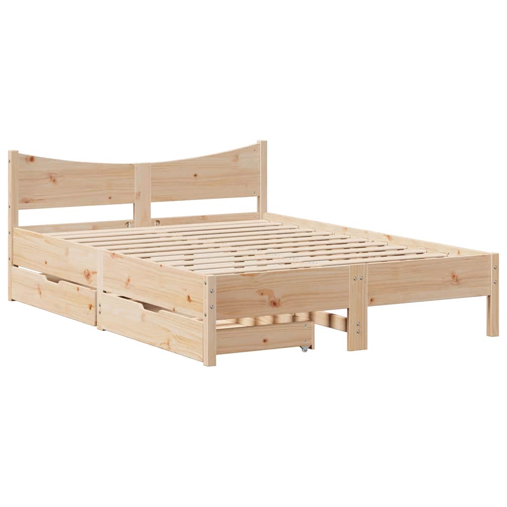 Sengeramme med skuffer 120x190 cm heltre furu
