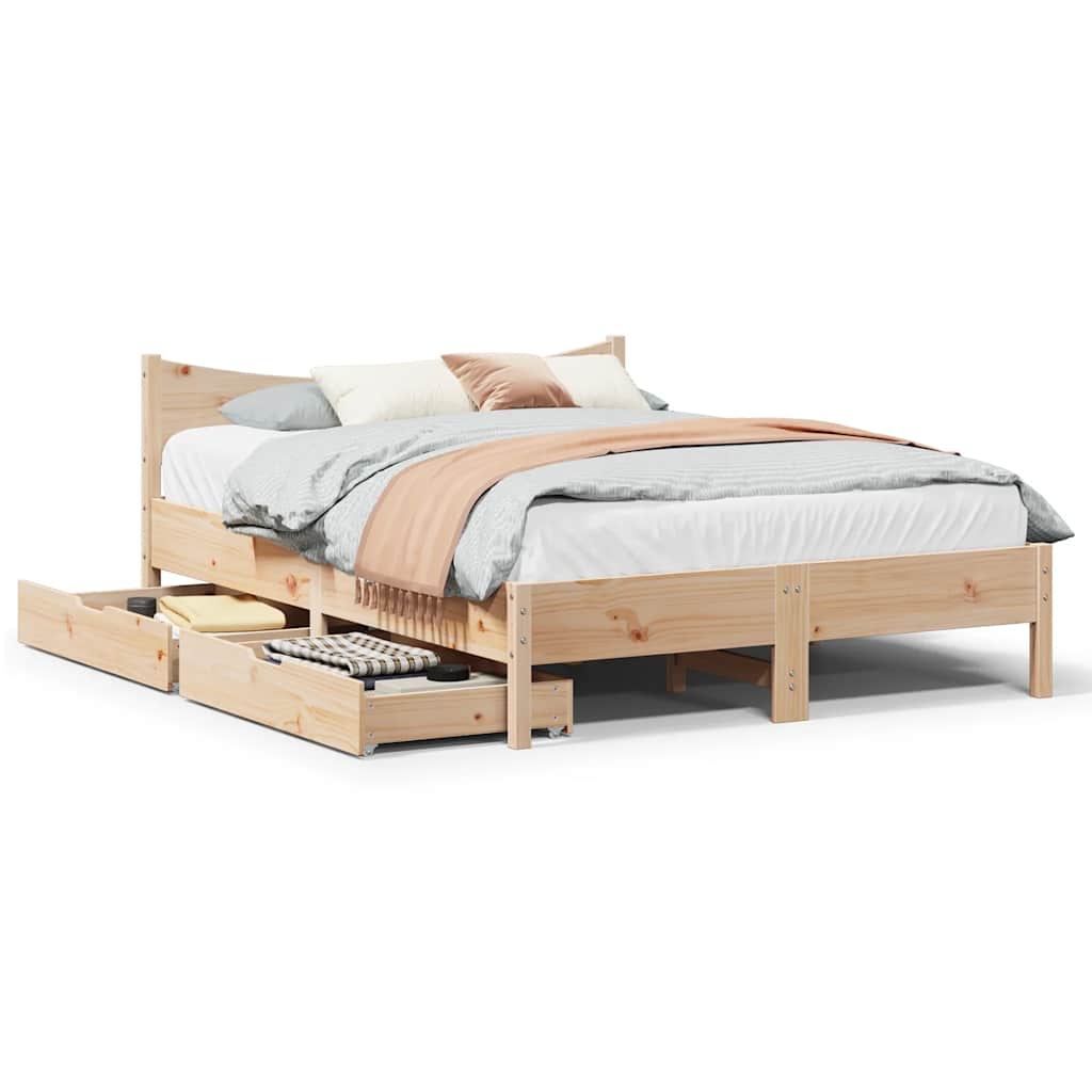 Sengeramme med skuffer 120x190 cm heltre furu