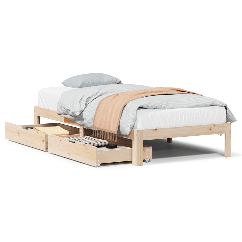 Sengeramme med skuffer 90x200 cm heltre furu