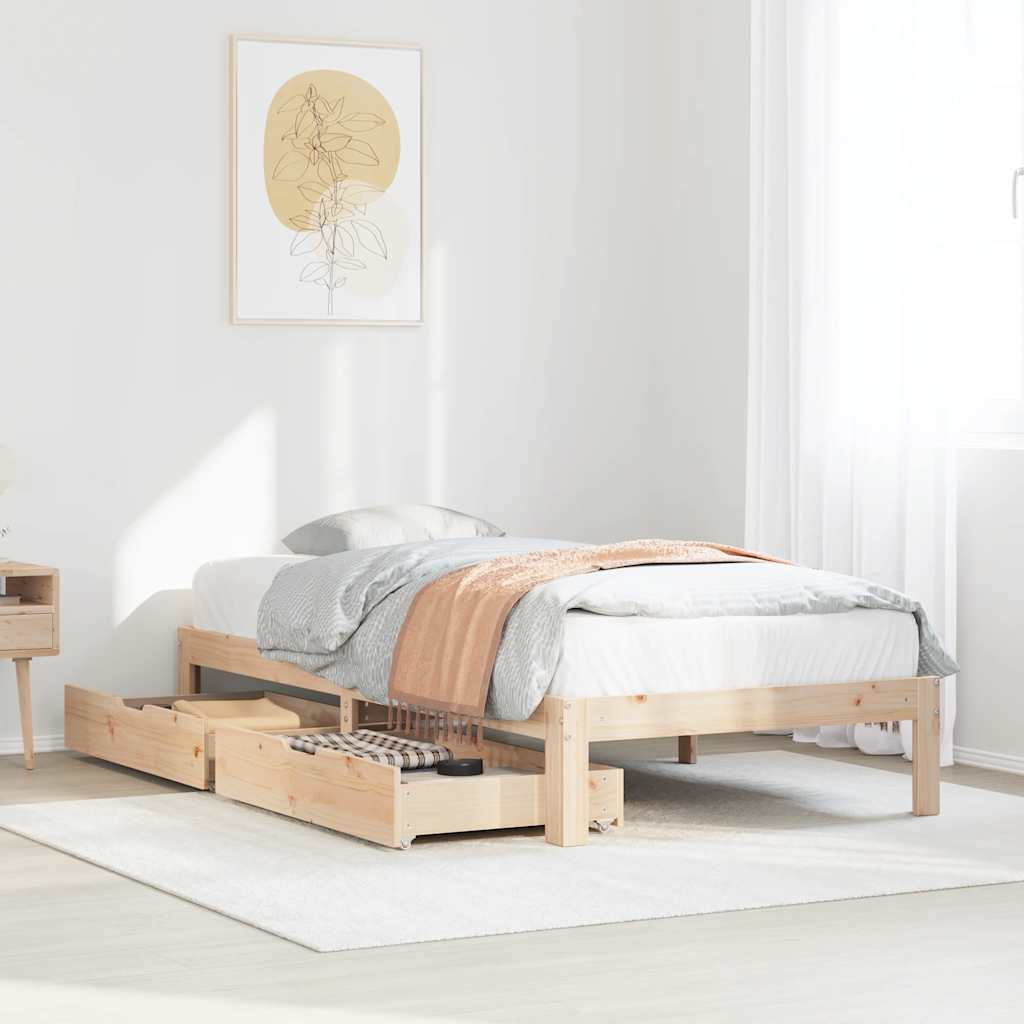 Sengeramme med skuffer 90x200 cm heltre furu