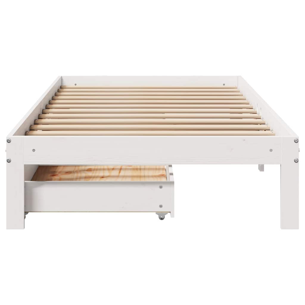 Sengeramme med skuffer hvit 100x200 cm heltre furu