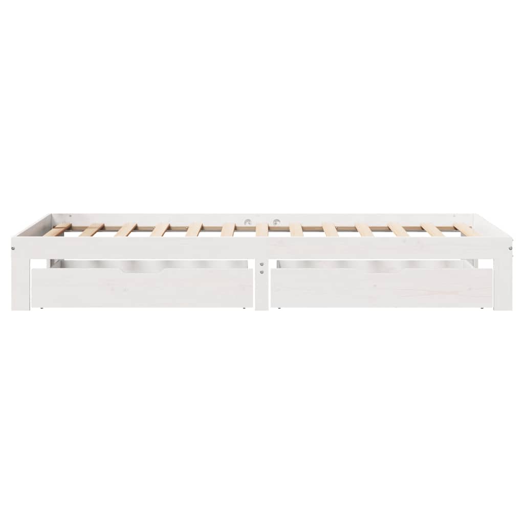 Sengeramme med skuffer hvit 100x200 cm heltre furu