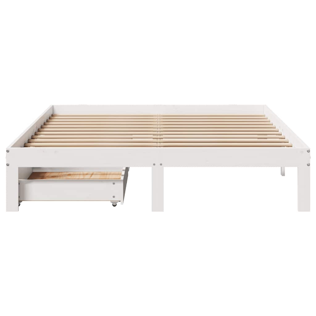 Sengeramme med skuffer hvit 120x200 cm heltre furu