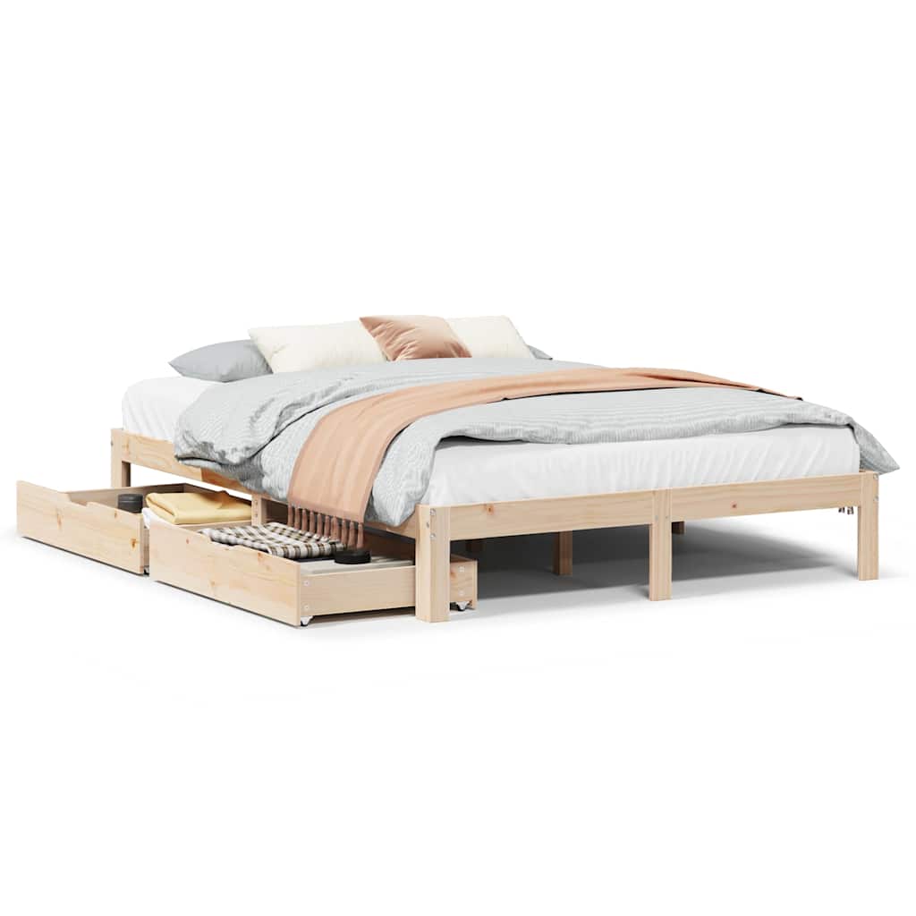 Sengeramme med skuffer 140x200 cm heltre furu